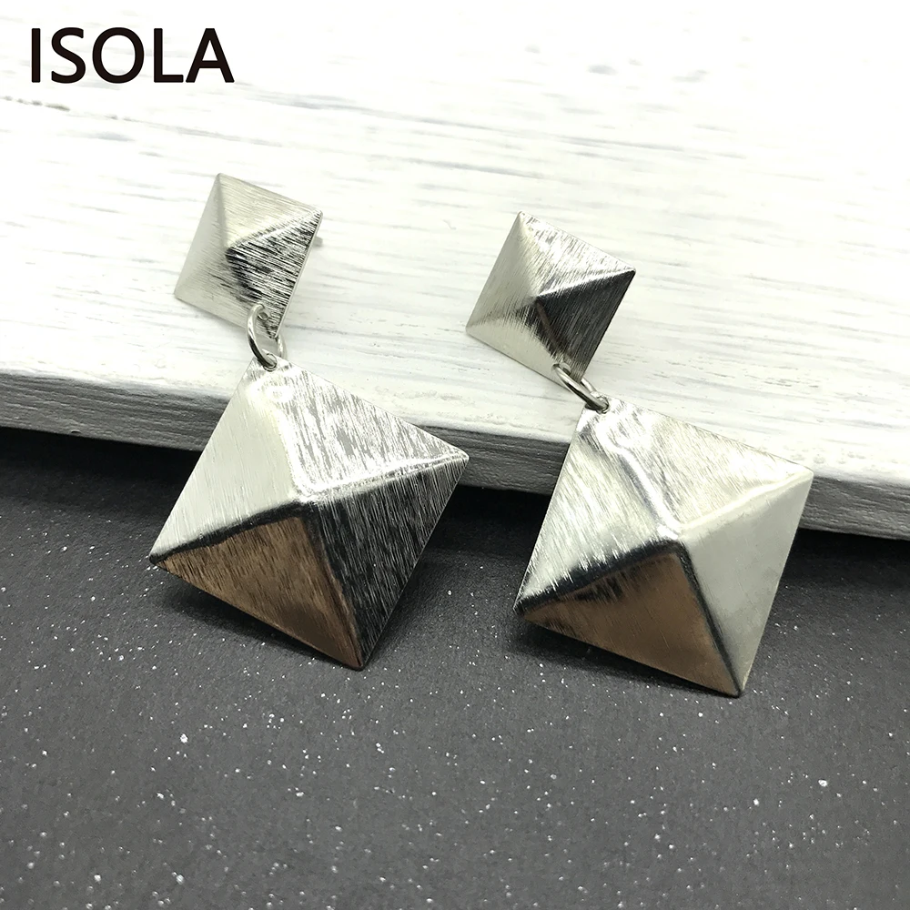 Минималистичные полые многоярусные серьги ISOLA очаровательные квадратные капли