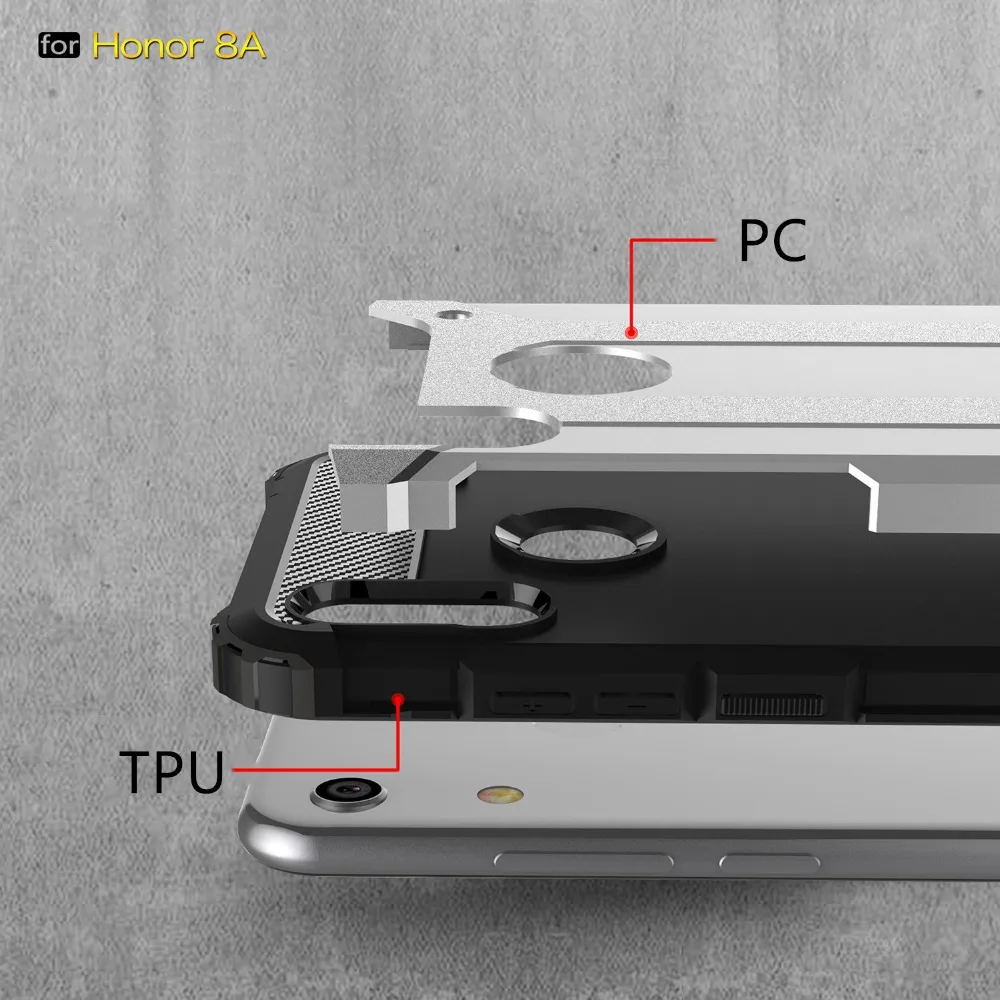 For Huawei honor 8A 8C Play Durable Armour PC+TPU Phone Case sport soft silicon edge cover ShockProof case for Honor 8X 8XMAX |