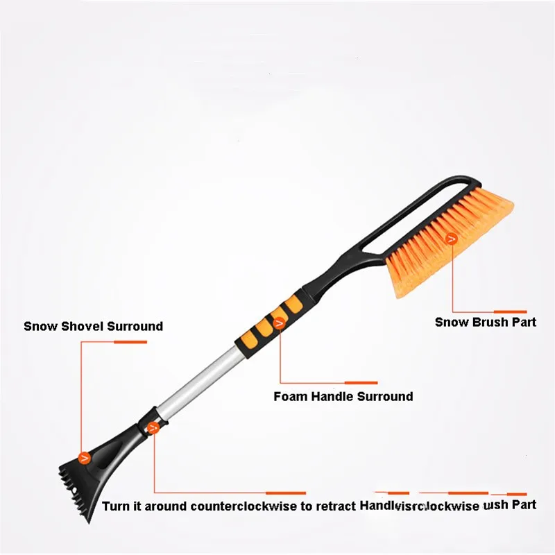 2 в 1 ABS телескопическая автомобиль Ice скребок для удаления Snowbrush зима Полимерная