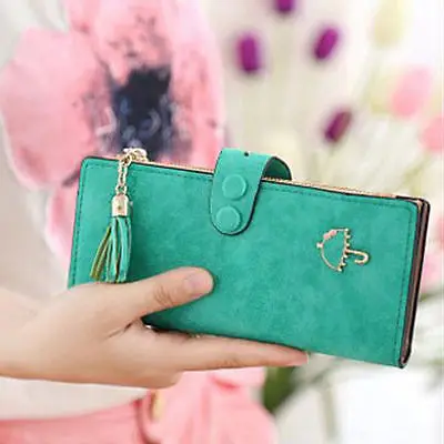 Новинка 2017 Модный женский Кожаный Клатч с кисточками кошелек на молнии и