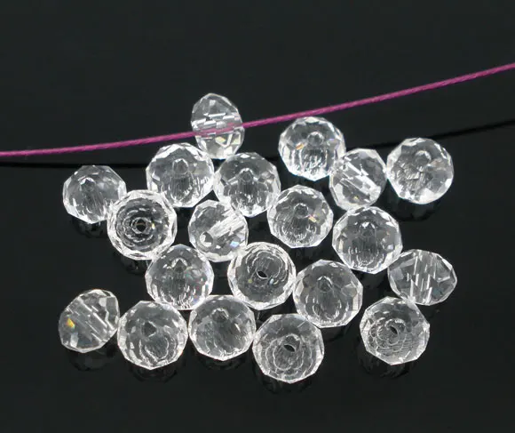 Стеклянные бусины DoreenBeads россыпью плоские круглые прозрачные граненые диаметром