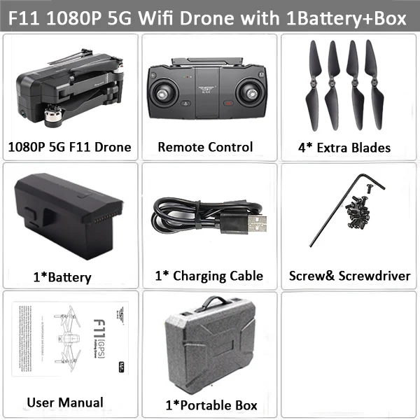 1080P 1B Cacse SJRC F11 gps Дрон селфи RC с 1080P 2K HD камерой WiFi FPV 25 минут время полета бесщеточный Квадрокоптер складной рычаг Дрон Vs CG033 - Цвет: 1080P 1B Cacse