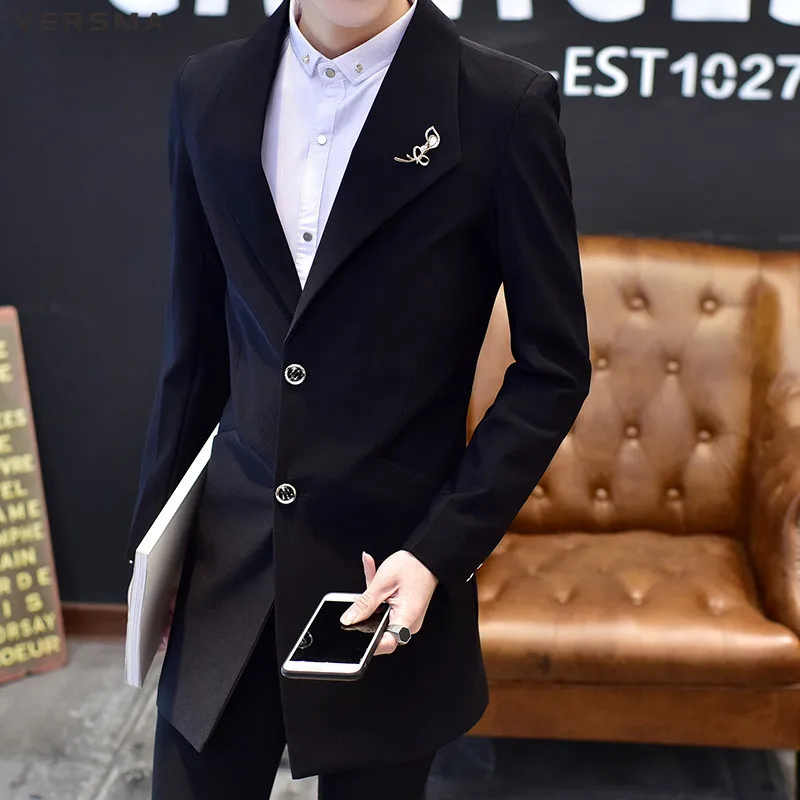 VERSMA 2018 корейский Slim Fit Повседневное мужской костюм с блейзером искусственная