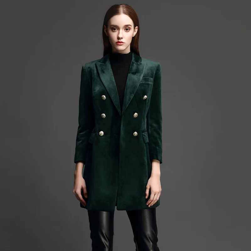 Высокое качество 2017 Мода Новое поступление женские двубортные вельветовые