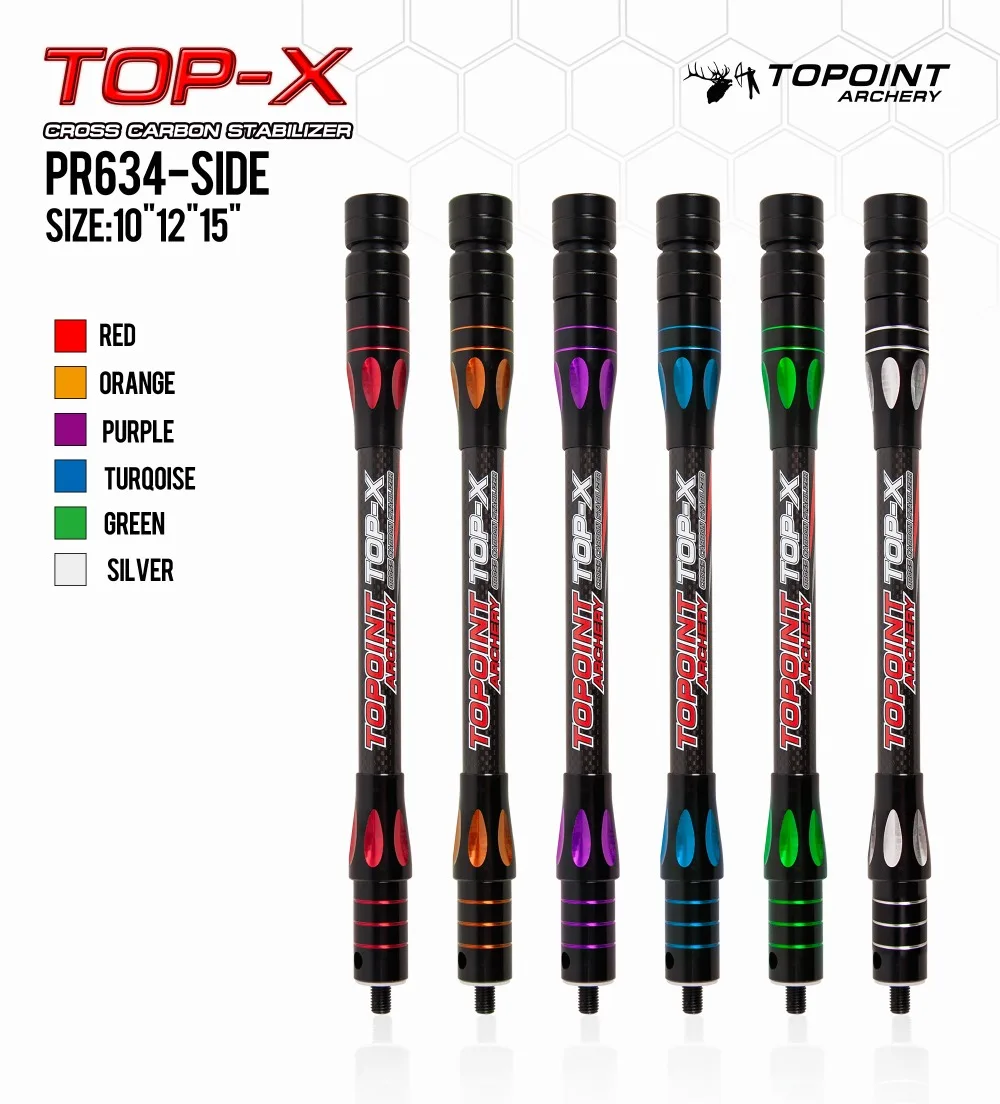 Topoint Archery PR634 боковая планка 10/12/15 дюйма двухцветный блочный лук 3K стабилизатор из