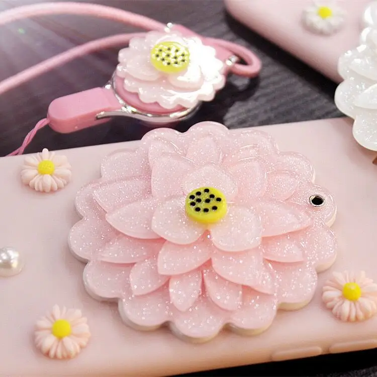 3D Flowers Cartoon Cat Makeup Mirror Mobile Shell Gift Send Phone with Pin Pack for iPhone 6 6s 7 8 Plus X XS Max Xr |