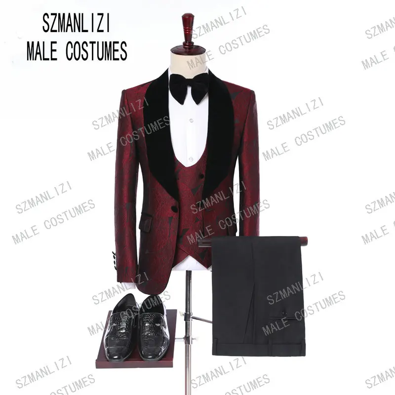 Traje De Hombre,, жених, мужской костюм, приталенный, 3 предмета, зеленые листья, модный дизайн, платье для жениха, вечерние костюмы, свадебный смокинг - Цвет: as picture color