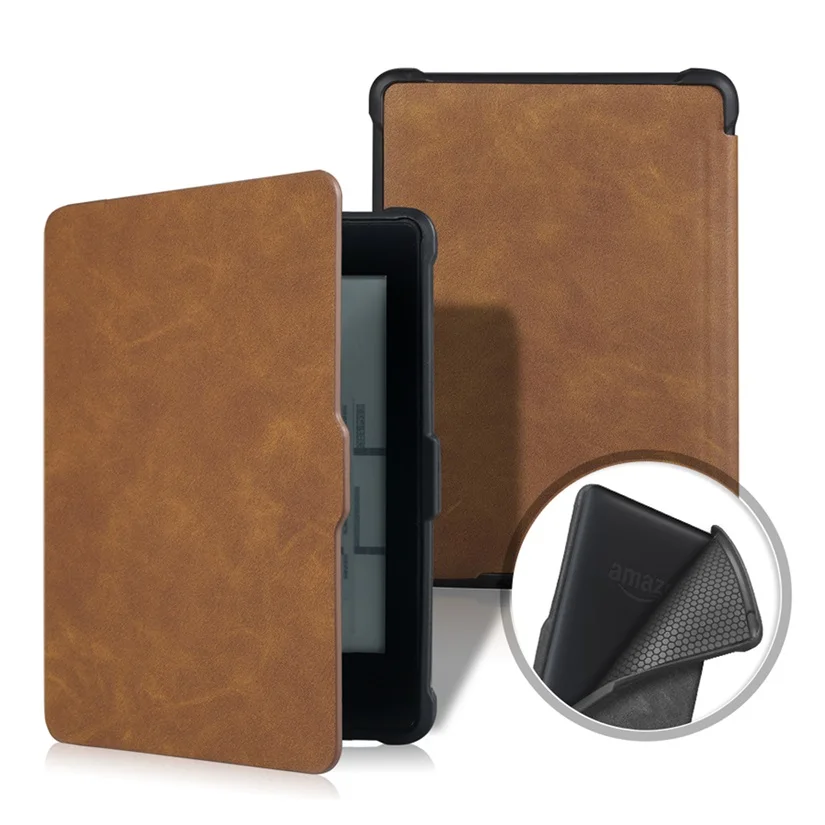 Brown Kindle Paperwhite 1 2 3 Чехол, Магнитный чехол из искусственной кожи на переднюю панель из ТПУ для Amazon Kindle Paperwhite до Funda - Цвет: Brown