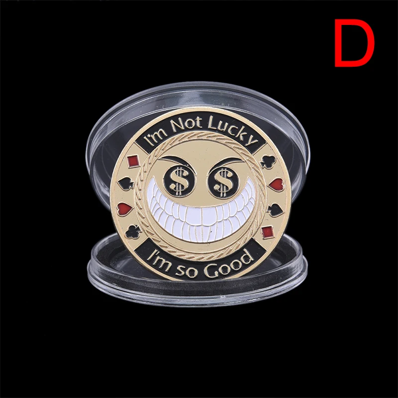 D Металлические банкиры штампованные карты покерные фишки с коробкой Texas Hold'em аксессуары сувенирные памятные монеты Porker звезда протектор - Color: D