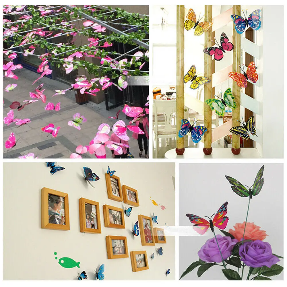 Креативные Реалистичные 3D двухслойные наклейки на стену с бабочками Милая