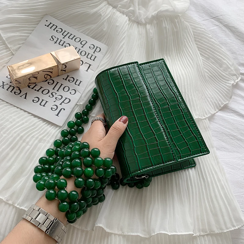 Beaded Stone Design PU Leather Crossbody Bags For Women Small Shoulder Messenger Bag Ladies Mini Travel Handbags Cross Body Bag