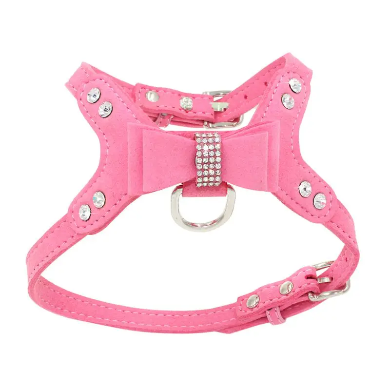 

Soft Suede Leather Dog Harness Rhinestone Pet Vest Velvet & Leather Leash Collar Harnesses For Small Medium Dogs Dog Suppliers