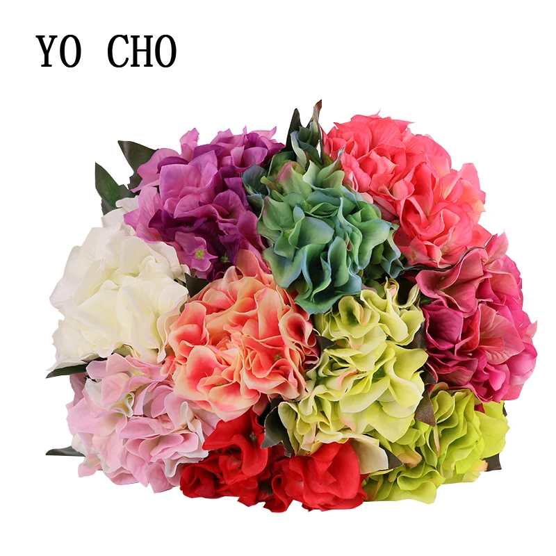 

YO CHO Christmas decoration fake silk single stem hydrangea home decoration accessories artificial flowers simulation floras