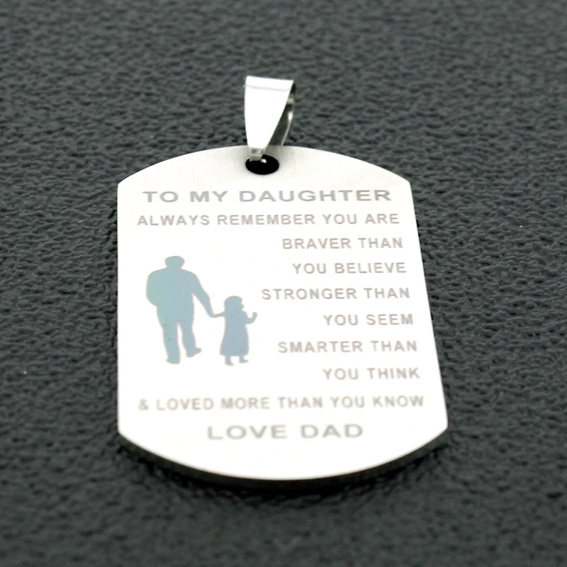 JWEIJIAO модные ожерелья из нержавеющей стали для моей дочери Подвески Love Dad ID Tag DIY