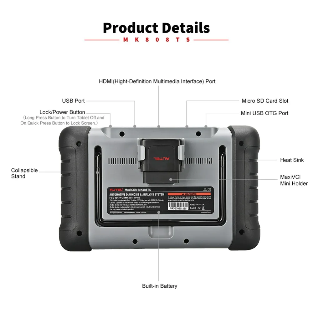 Autel MaxiCOM MK808TS автоматический считыватель кодов Автомобильный сканер OBD2 OBDII автомобильный диагностический сканер универсальный инструмент полная система TPMS