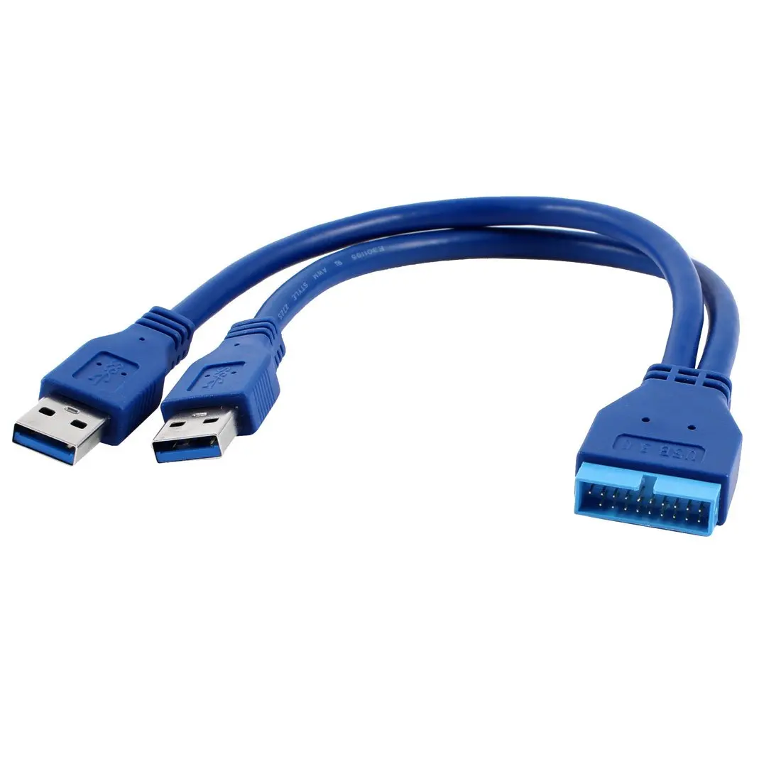 Акция! Синий Кабель-адаптер с 2 портами USB 3 0 типа А папа на 20 контактов | Компьютеры