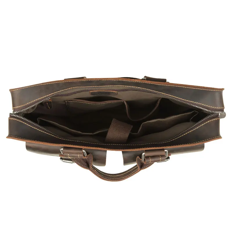 Retro crazy horse leather Men Fashion Handbag Business Briefcase Commercia Document Laptop Case Male  Portfolio Bag