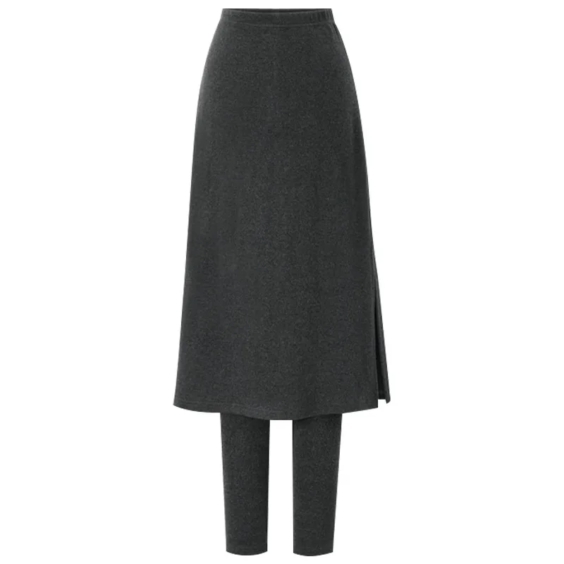 M-6XL Plus Size High Waist Warm Winter Leggings Women Korean Fleece Lined Thickening Fake Two-piece Skirt Legging Leggins Mujer