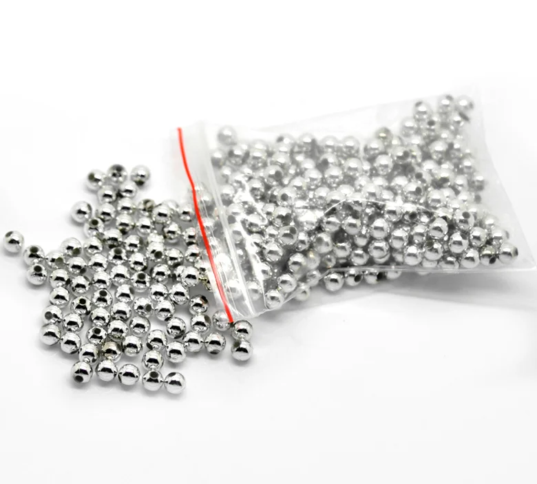 DoreenBeads 1000PCs dull silver color Acrylic Round Spacers Beads Findings 5mm(2/8&quot)(B19554) | Украшения и аксессуары