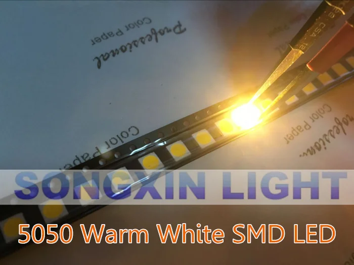 500 шт. 5050 теплый белый SMD/SMT 3 CHIPS светодиодный PLCC 6 супер яркий светильник высокого