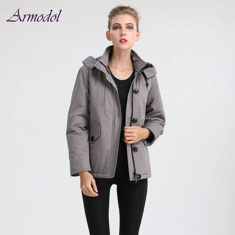 

Winter New Arrival Gray Style Women Parka Cool Grey Hat Cotton Inside Thick Parka Jacket Short style Free shippoing