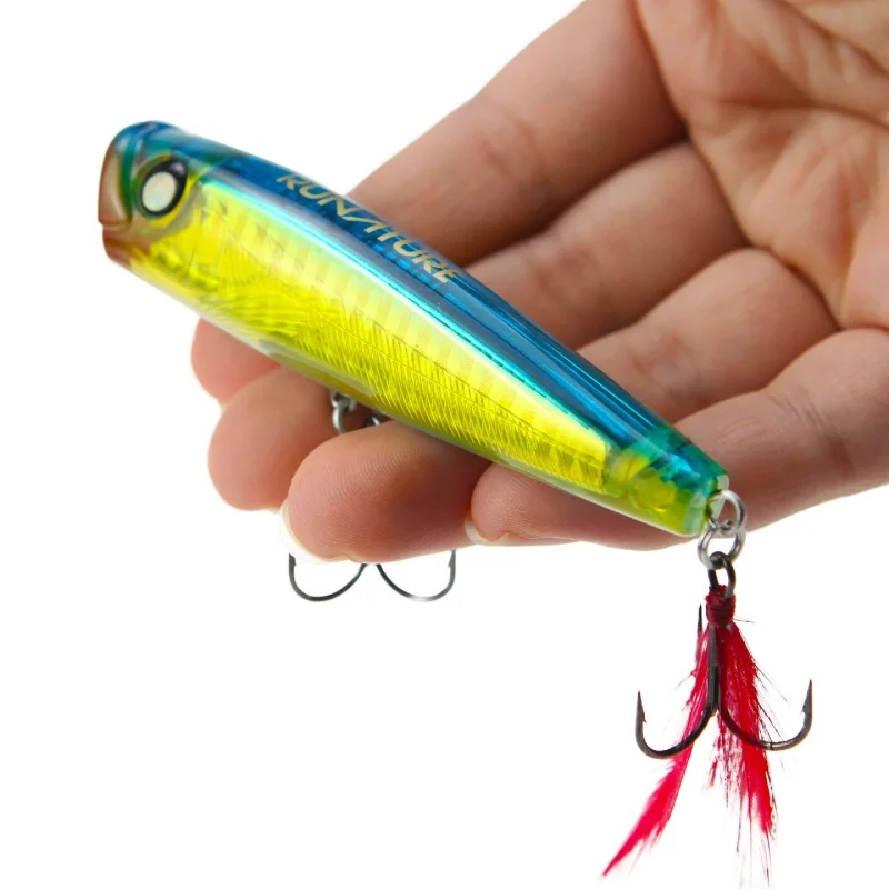 Runature Fishing Top Water Lure Popper Bait 85mm/15g Swim Bait Trout Fishing Carp Bait Floating Popper Fishing Lures Bait - Цвет: P232-1
