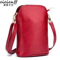 cicicuff 2022 casual genuine leather women bags bucket handbags cell phone pocket shoulder bag ladys crossbody bag wallet red