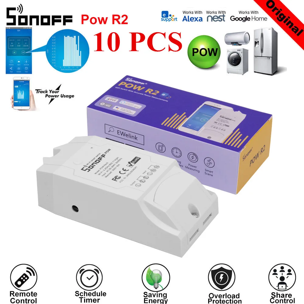 Sonoff Pow R2 WiFi беспроводной переключатель ВКЛ./ВЫКЛ. Умный дом с прибором для