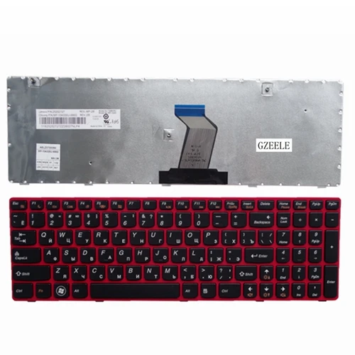 RED GZEELE Для lenovo G580 Z580A G585 Z585 G590 с рамкой RU раскладка для замены Красный Черный Цвет Русская клавиатура для ноутбука - Цвет: RED