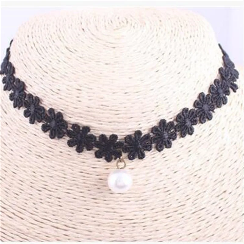 Harajuku урожай готический velvet choker кружева цветок ожерелье гот эмо воротник женщины