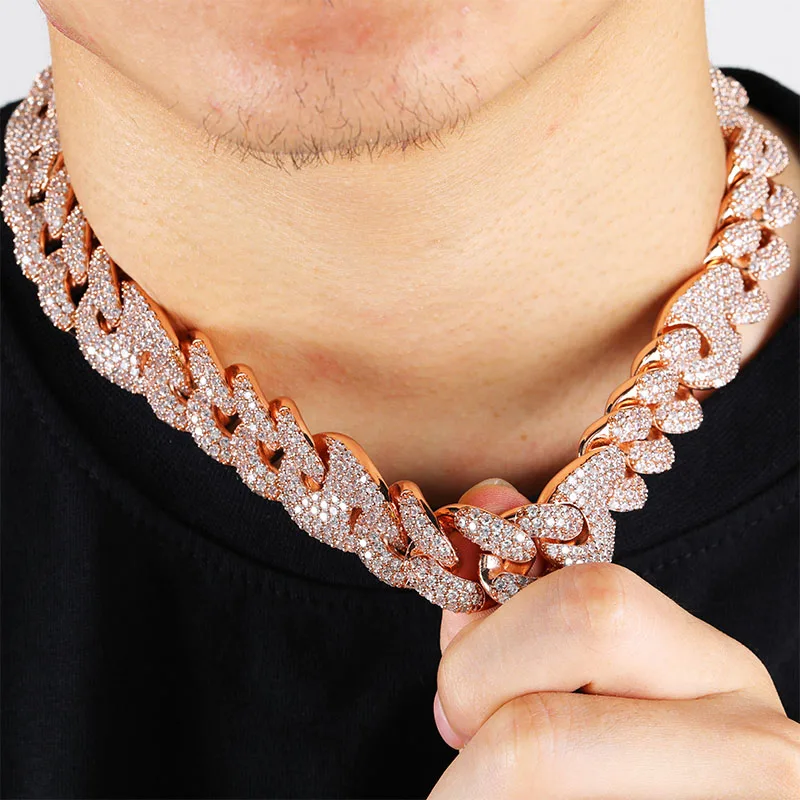 TOPGRILLZ 20mm New Lock Clasp Miami Cuban Chain with Bracelet &amp Necklace Set AAA Bling Cubic Zirconia CZ Hip hop Rock Jewelry | Украшения