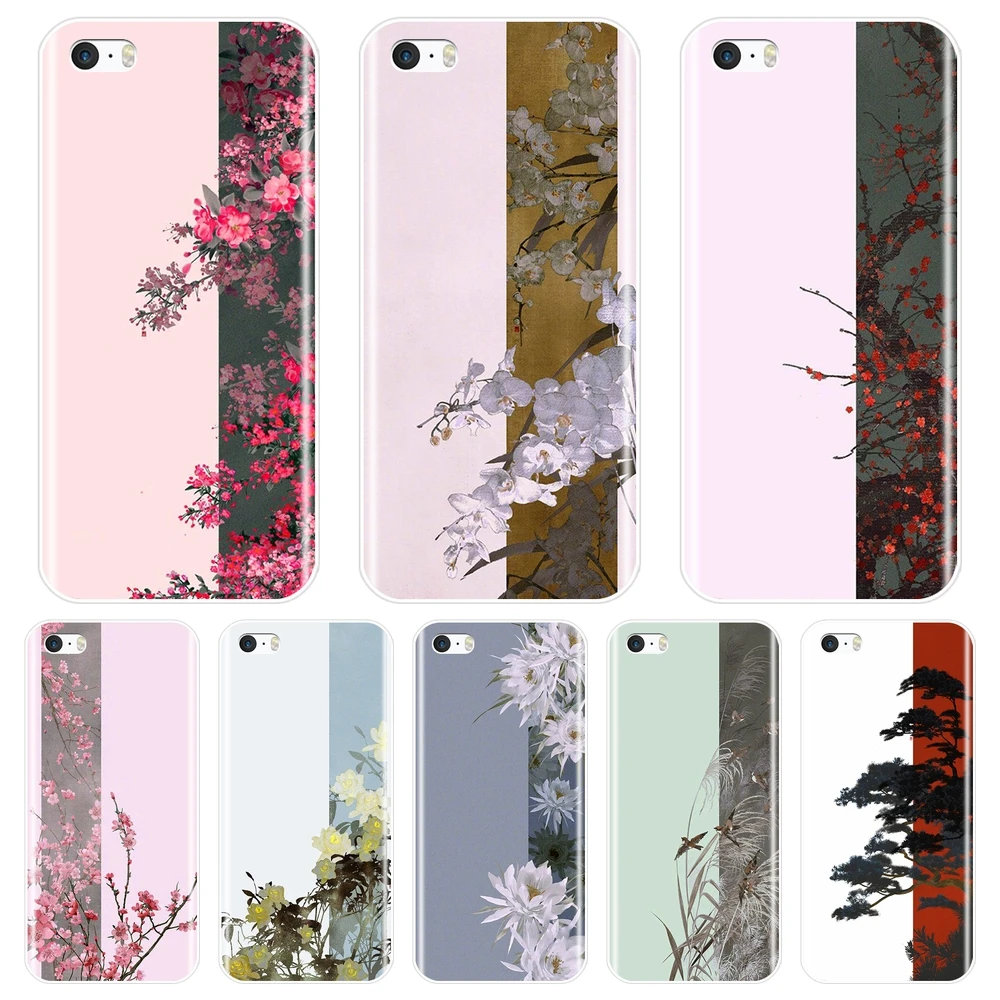 Силиконовый чехол для телефона из ТПУ Apple iPhone 4 4S 5 5C 5S SE китайский цветок Китай
