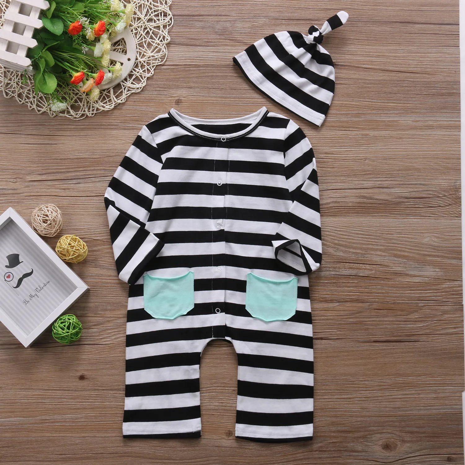 Лето 2017 Одежда для младенцев комбинезон в полоску новорожденных мальчиков и