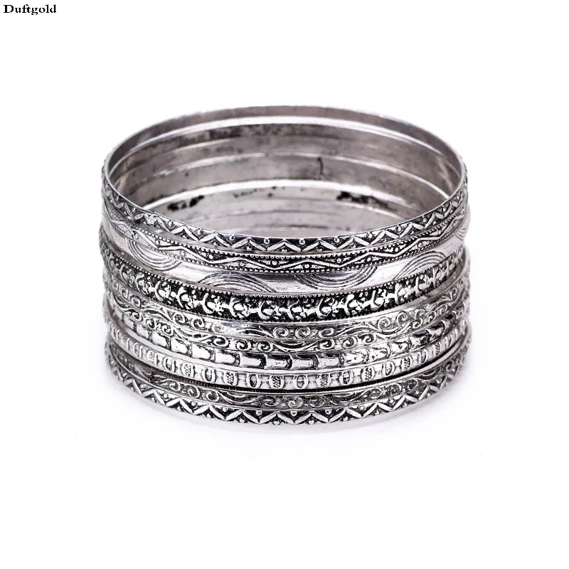 Винтажный узор 11 шт. браслеты для женщин Pulseira Bijoux Панк женские античные бронзовые