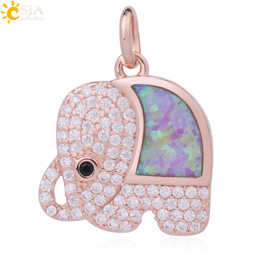 CSJA огненный опал слон подвески ранние браслеты микро-ПАВЕ CZ хрустальные бусины