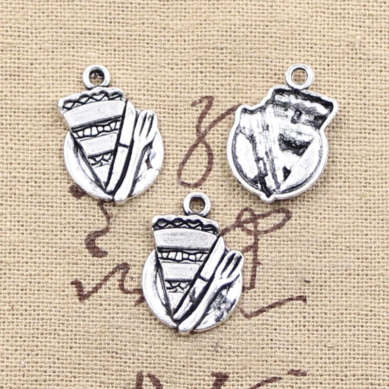 

20pcs Charms Slice Of Pie Cake Fork 20x14mm Antique Silver Color Pendants DIYCrafts Making Findings Handmade Tibetan Jewelry