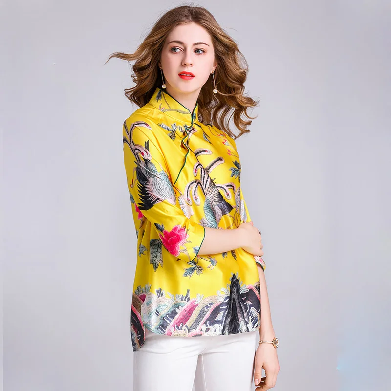 Cheongsam Топ 2018 Новая китайская одежда с винтажными принтами улучшенный костюм