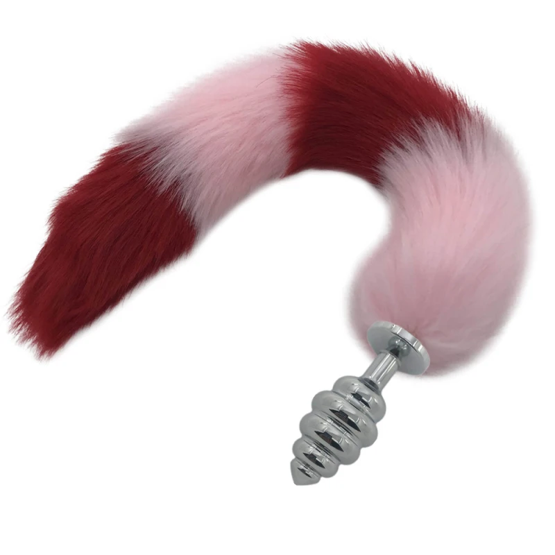 3 Size Thread Anal Plug Pink and Red Plush Fox Tail Butt Anus Dilator Stopper Massager Toy for Women H8-172C | Красота и здоровье