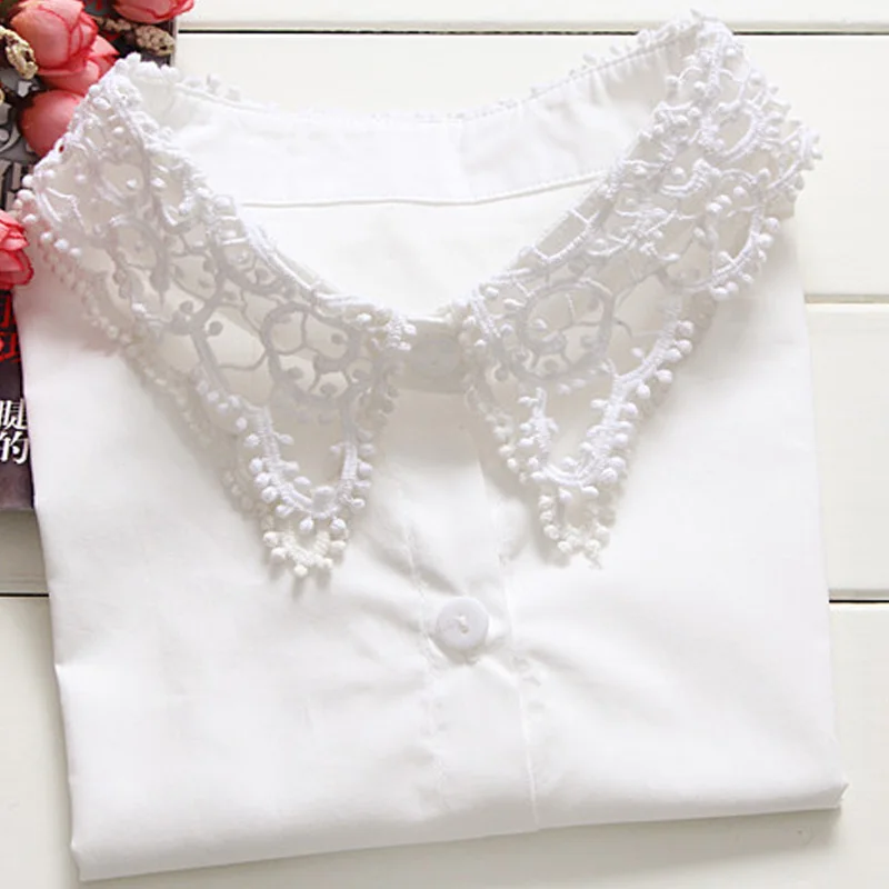 

Элегантный ложный воротник, круглый вырез, хлопок, белый, ложный отложной воротник, ложный воротник, Женская кружевная рубашка, женское нижн...