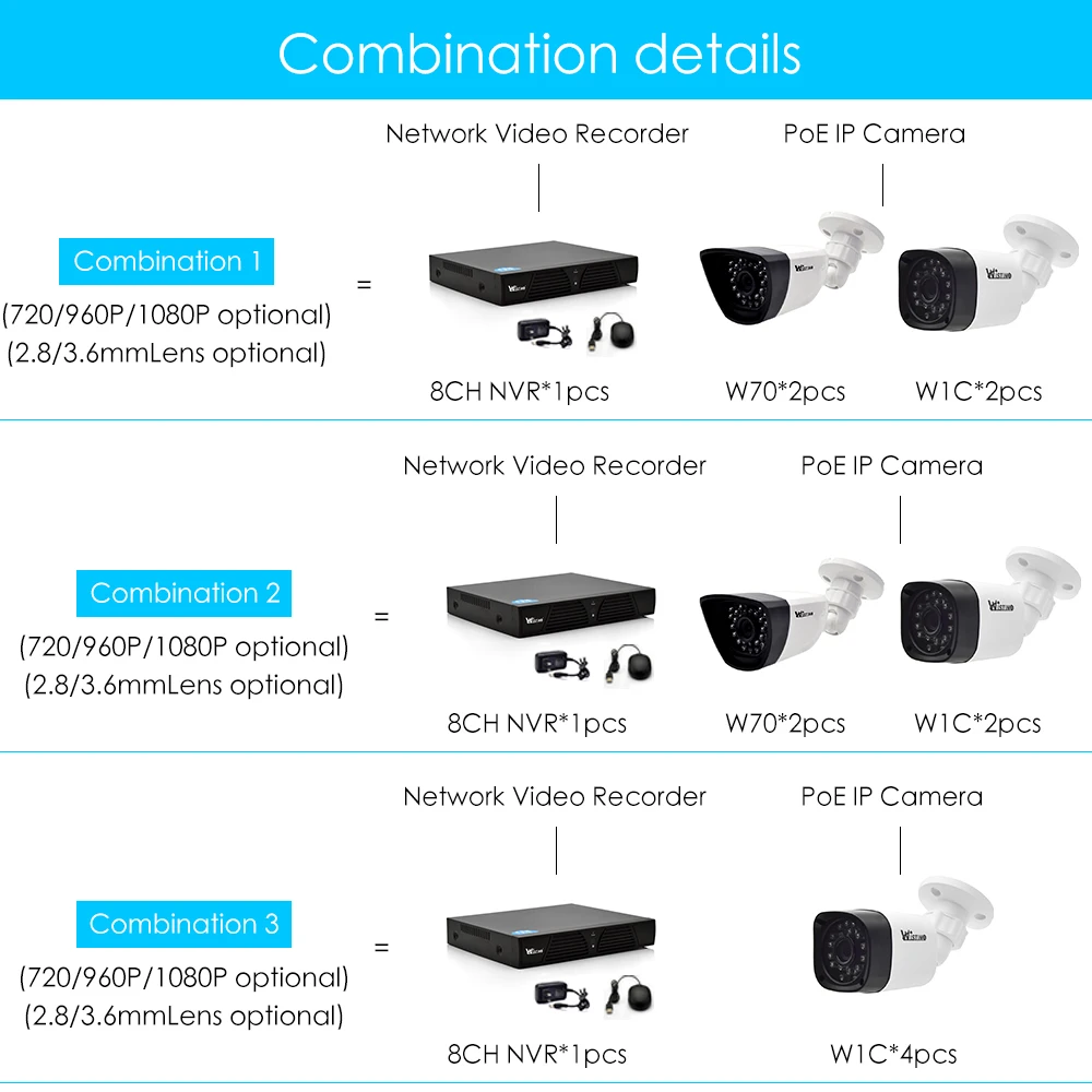 Wistino POE IP CCTV Камера xmeye 8ch NVR Наборы 720 P 960 1080 наружного наблюдения видео
