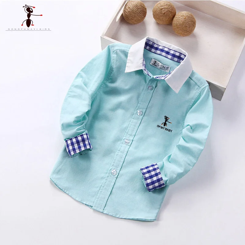 Повседневные рубашки для мальчиков от известного бренда GFMY Детские с отложным