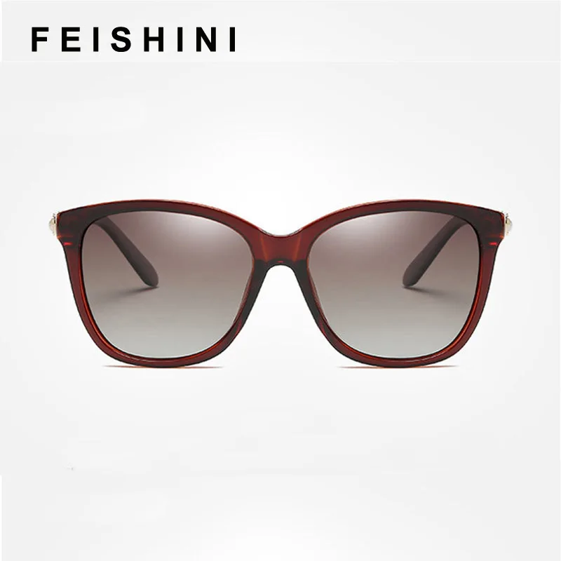 

FEISHINI Brand UV Noble Delicate Crystal Gradient Lenses EyeGlasses Designer Driving Square Sunglasses Women Polarized Vintage