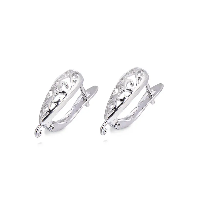 silver Pipitree DIY серьги-кольца фурнитура для изготовления ювелирных изделий Медь CZ Циркон Серебро Золото Цвет Круглые Серьги Крючки застежки аксессуары - Цвет: silver