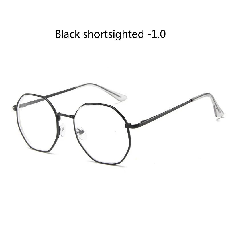 black myopia 1.0 Zilead металлический полигон Fnished очки для близорукости прозрачные близорукие очки для дальнозоркости с Diopter-1.0to-4.0 для женщин и мужчин - Цвет оправы: black myopia 1.0