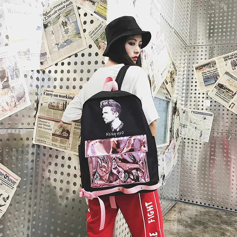 Menghuo лоскутное для женщин рюкзак Блестки ногтей сумка Mochila Feminino Серебро