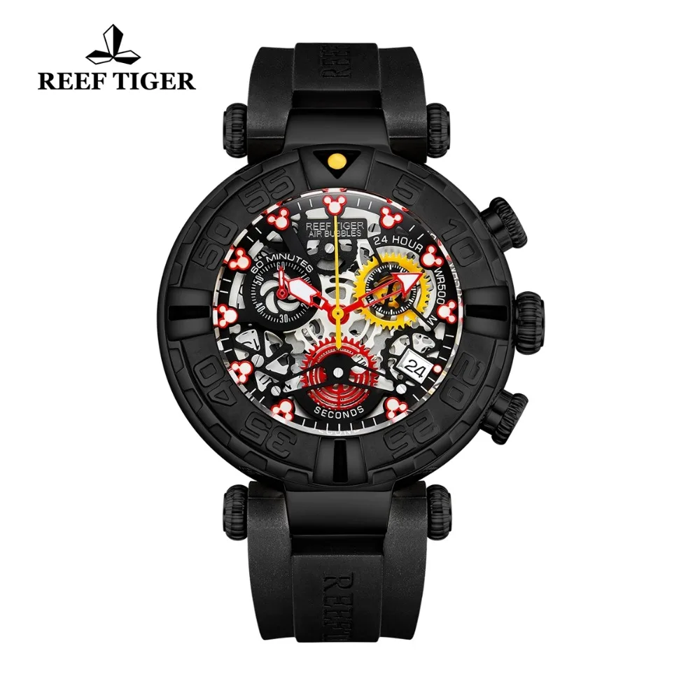Reef Tiger/RT Роскошные Брендовые спортивные часы для мужчин с резиновым ремешком