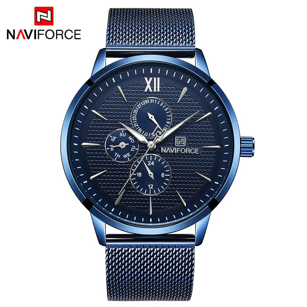 Часы NAVIFORCE мужские модные спортивные кварцевые водонепроницаемые из нержавеющей