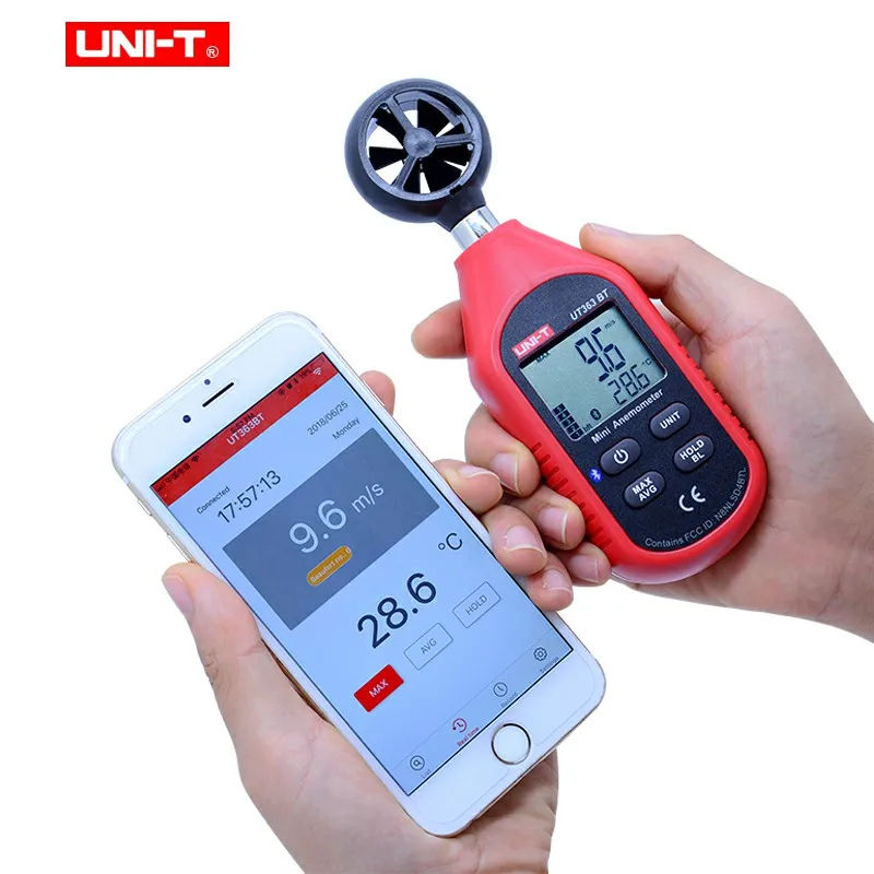 Цифровой Bluetooth измеритель скорости ветра UNI T UT363BT Карманный анемометр измерение