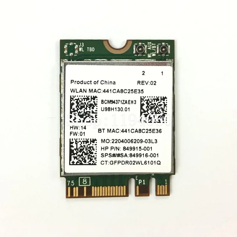 Беспроводная сетевая карта Broadcom BCM94371ZAE BCM94371 BCM4371 802 11 AC NGFF M2 867 Мбит/с Wi Fi и Bluetooth 4 1