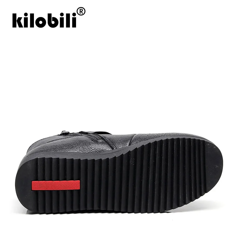 Kilobili/2019 г. зимние женские ботинки из коровьей кожи повседневные шерстяные